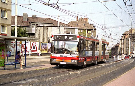 1991: Duo-Bus an der Haltestelle Wasserturm