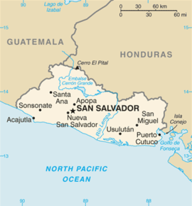 Kart over Republikken El Salvador