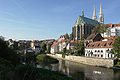 Blick auf das Kirchenschiff vom östlichen Neißeufer aus gesehen