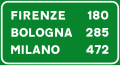Motorway distance sign