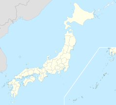 Mapa konturowa Japonii, blisko centrum na prawo znajduje się punkt z opisem „Ōkuma”