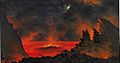 Volcano at Night, ca. 1880s, oil on canvas painting by Jules Tavernier, Honolulu Museum of Art