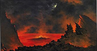 Volcano at Night, c. 1880s, Jules Tavernier, Honolulu Museum of Art