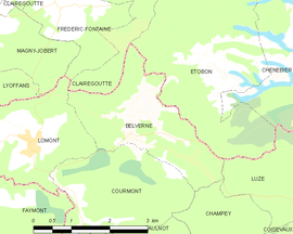 Mapa obce Belverne