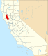 Harta statului California indicând comitatul Lake