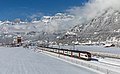 Een trein nabij Flums in januari 2021.