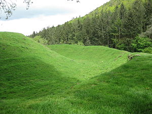 Sycharth, Motte and Bailey Castle with the woodland of Parc Sycharth
