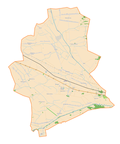 Mapa konturowa gminy Zduny, blisko centrum po prawej na dole znajduje się punkt z opisem „Kościół Świętego Jakuba Apostoła”