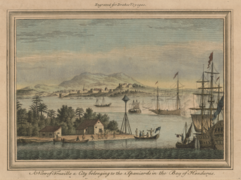 A view of Truxillo, a city belonging to the Spaniards in the Bay of Honduras LCCN2003666724.png