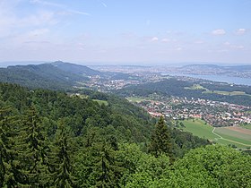 Blick über Albiskette, Langnau am Albis und Adliswil nach Zürich