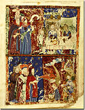 Infancia de Moisés. Hagadá Kauffmann, siglo XIV