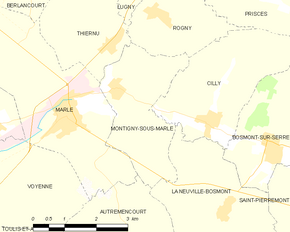 Poziția localității Montigny-sous-Marle