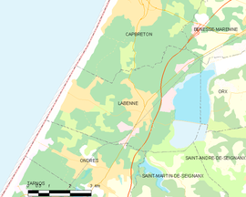 Mapa obce Labenne