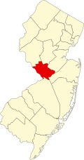 Map of New Jersey highlighting Mercer County