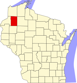 Karte von Washburn County innerhalb von Wisconsin