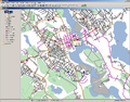 Datos OSM de una base de datos PostGIS y mostrados en capas mediante consultas SQL en el SIG OpenJUMP.