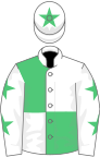 White and emerald green (quartered), white sleeves, emerald green stars, white cap, emerald green star