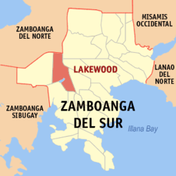 Peta Zamboanga Selatan dengan Lakewood dipaparkan