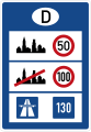 393: Informačná tabuľa na štátnych hraniciach o najvyšších dovolených rýchlostiach