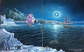 Díptico. Vostok y Mirny. Isla Pedro I. 11/01/1821 La primera expedición antártica rusa.