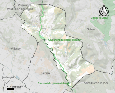 Carte des ZNIEFF de type 1 sur la commune.