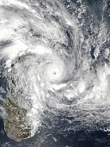 Ava's eye moving onshore of eastern Madagascar on January 5