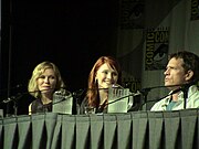 Dunst with Bryce Dallas Howard and Thomas Haden Church at a panel for the movie at the 2006 San Diego Comic Con (22 July 2006)