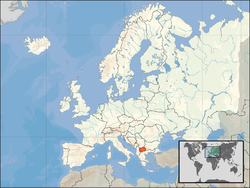 Location of the  വടക്ക് മാസിഡോണിയ  (orange) on the European continent  (white)  —  [Legend]