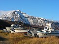 Salmon boats hauled up in False Pass, AK.