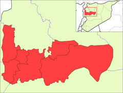 Provinsens läge i Syrien, med distrikten markerade.