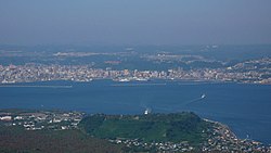 La città vista dal vulcano Sakurajima