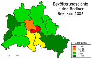 Bevölkerungsdichte in den Berliner Bezirken 2002