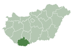 Baranya County within Hungary