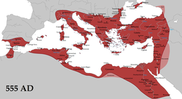 Lãnh thổ cực thịnh của Đông La Mã dưới sự trị vì Justinianus Đại đế