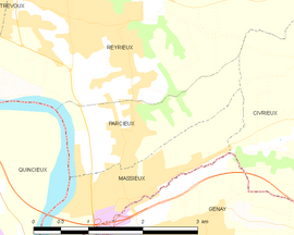 Mapa obce Parcieux