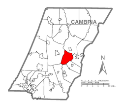 Location of Munster Township in Cambria County, Pennsylvania