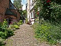 A cobblestone path in Marburg, pocket garden in Kugelgasse