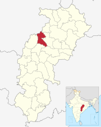 मानचित्र जिसमें मुंगेली ज़िला Mungeli district हाइलाइटेड है
