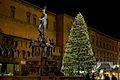 Neptune Fountain by Giambologna - night view with light show on walls