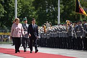 Zelenski con la canciller alemana Angela Merkel en la Cancillería Federal en Berlín, junio de 2019.