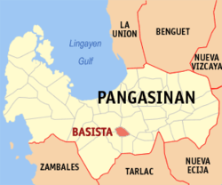 Map of Pangasinan with Basista highlighted