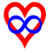 The "infinity heart" is a widely used symbol of polyamory.[202]