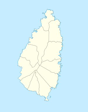 Mapa konturowa Saint Lucia, u góry znajduje się punkt z opisem „Castries”, natomiast na dole znajduje się punkt z opisem „Vieux Fort”