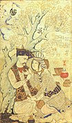 Abás el Grande con un paje que le ofrece vino, de Muhammad Qasim (1627)[63]​