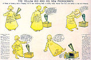 Outcaults The Yellow Kid fra 1895 og framover regnes som en av verdens første tegneserier. Den oppstod som en kombinasjon av avis- og vitsetegninger.