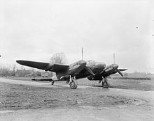 Mosquito NF Mark XIII, HK382 'RO-T', 29 Squadron, at Hunsdon, Hertfordshire with "thimble" nose radome in which AI Mk. VIII radar centimetric radar is fitted