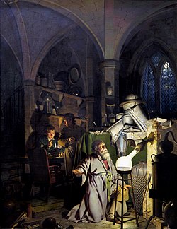 Joseph Wright of Derby, L'Alchimiste à la recherche de la pierre philosophale, 1771