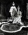 Queen Mary wearing the crown in a formal coronation photograph, 1911