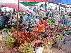 An ethnic Hmong marketplace in Laos