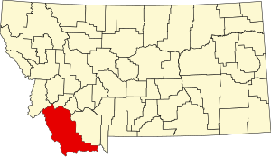 Map of Montana highlighting Beaverhead County